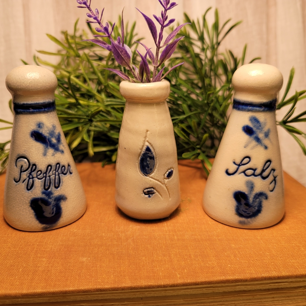 Vintage Salt Glaze Pottery Salt and Pepper Shaker  Made In West Germany.